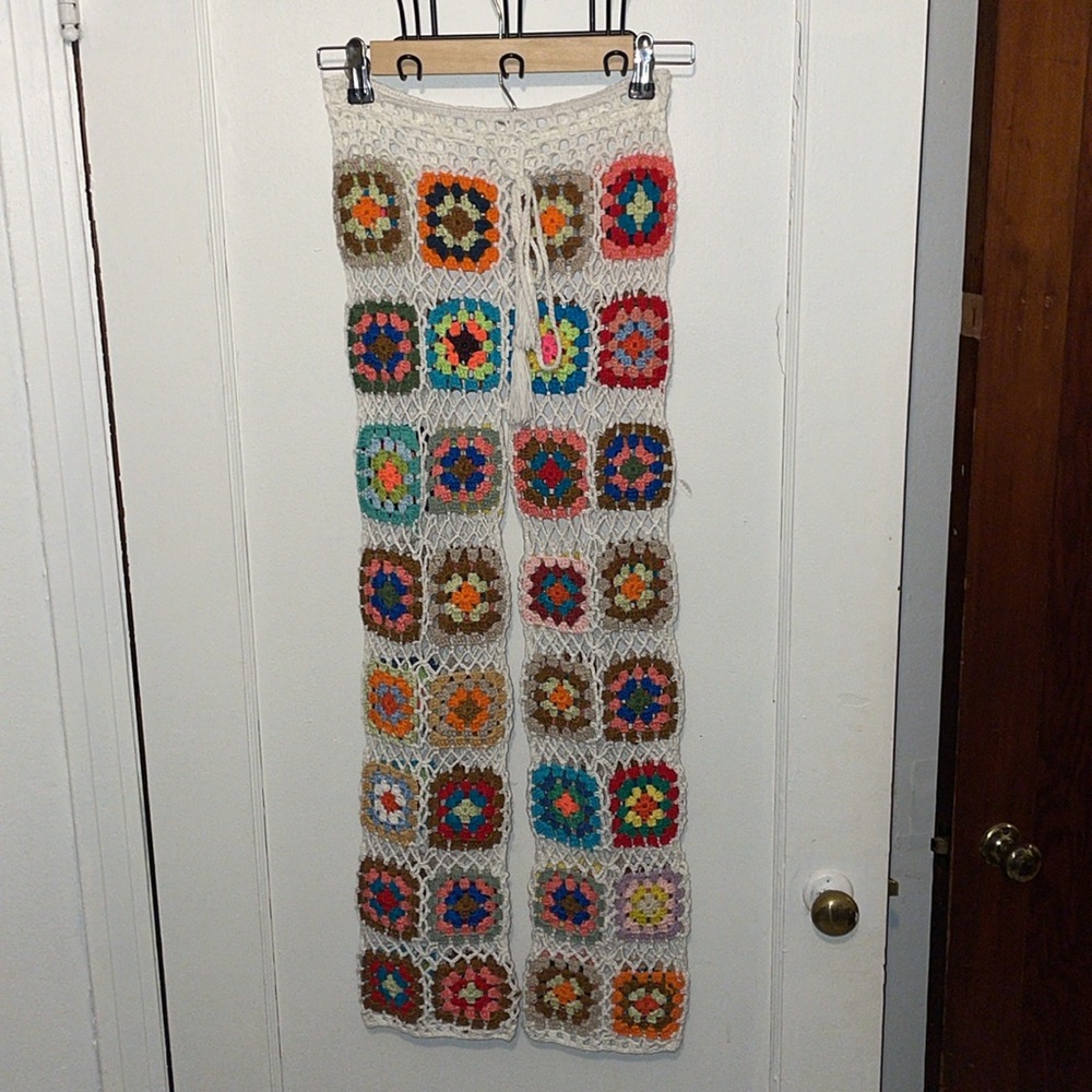 Handmade Granny Square Crochet Boho Hippie pants - Picture 3 of 12